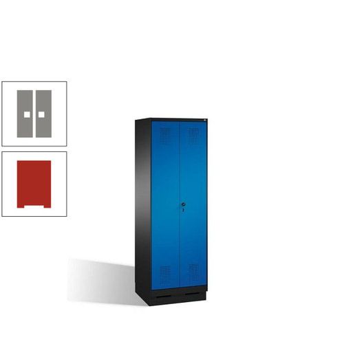 Doppel-Spind, Doppeltüren, Garderobenschrank mit Sockel, 2 Abteile a 300 mm, Korpus anthrazitgrau, Tür anthrazitgrau, 1.800 x 600 x 500 mm (HxBxT)