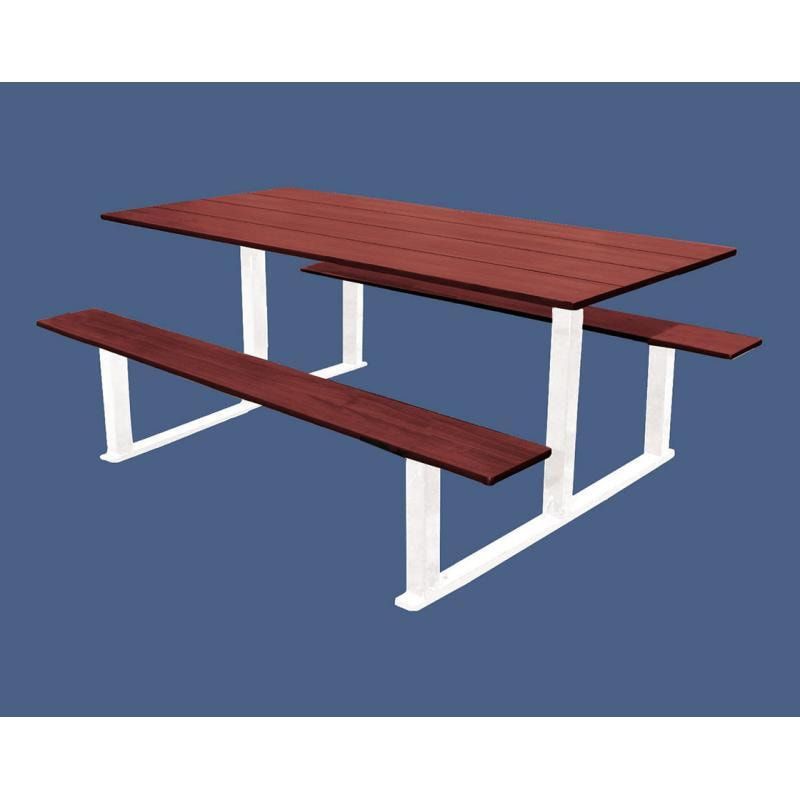 Picknicktisch - Sitzgarnitur - stationär - Holz mit Mahagoni-Optik - 750 x 1.500 x 1.300 mm (HxBxT) - Farbe enzianblau