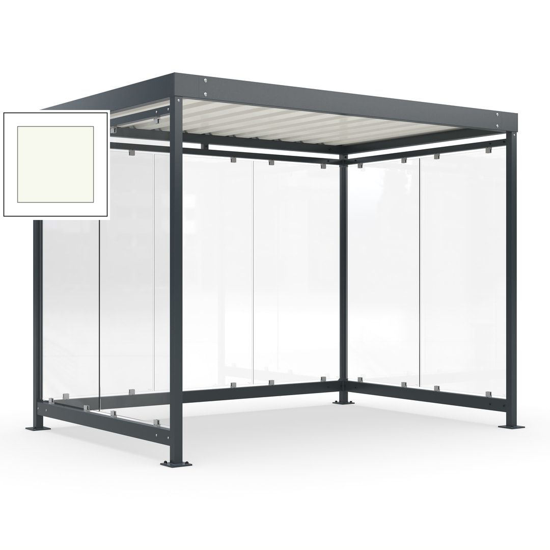 Raucherunterstand, Bausatz, Fahrgastunterstand, Bushaltestelle, 2.510 x 3.180 x 2.165 mm (HxBxT), 7 Wände, Achatgrau
