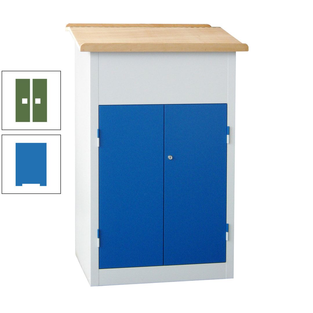 Stehpult mit Schrank - Vollblechtür - Zylinderschloss - 2 Böden - 1.200 x 700 x 600 mm (HxBxT) - anthrazitgrau