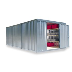 Container vormontiert, Lagercontainer, Schnellbaucontainer, Materialcontainer, Baucontainer, 2.150 x 3.050 x 6.520 mm (HxBxT), Holzfußboden