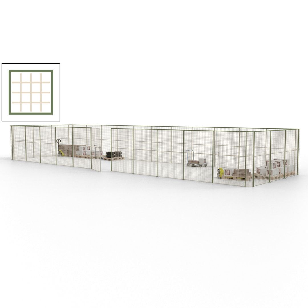 Maschinen Schutzgitter - Hallentrennwand - Sicherheitszaun - Tür - 42 m - 2.200 x 16.900 x 4.900 mm (HxBxT) - enzianblau