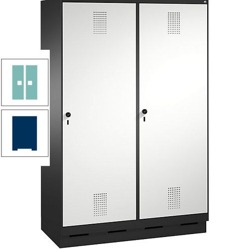 Doppel-Spind, Garderobenschrank, 2 Türen für 4 Abteile a 300 mm, Korpus anthrazitgrau, Türen anthrazitgrau, 1.800 x 1.200 x 500 mm (HxBxT)