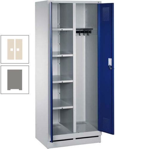 Mehrzweckschrank, Doppeltüren, Füße, 2 Abteile a 300 mm, Korpus anthrazitgrau, Tür anthrazitgrau, 1.800 x 600 x 500 mm (HxBxT)