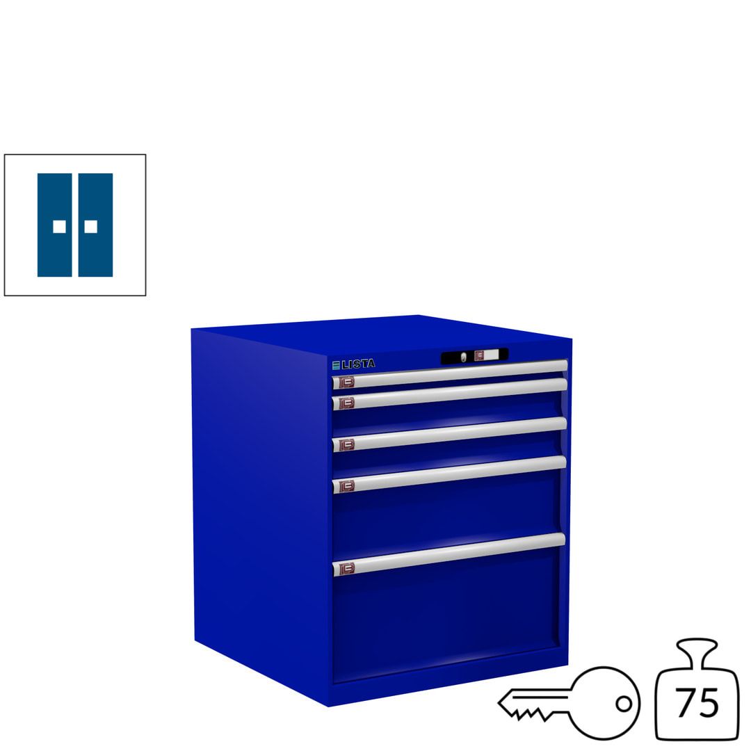 Lista Schubladenschrank - 14.411.010 - 850x717x725 mm (HxBxT) - 5 Schubladen - 75 kg - Key Lock - lichtblau (RAL 5012)