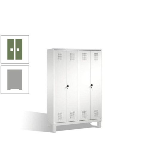 Doppel-Spind, Doppeltüren, Garderobenschrank mit Füßen, 4 Abteile a 300 mm, Korpus anthrazitgrau, Tür anthrazitgrau, 1.850 x 1.200 x 500 mm (HxBxT)