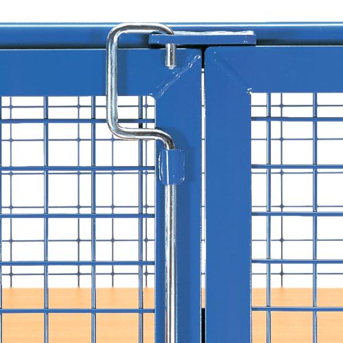 Fetra - Etagen-Kastenwagen - Tragkraft 750 kg - 680 x 1.000 mm (BxT) - Drahtgitter - 2 Türen - Stangenverschluss - brillantblau
