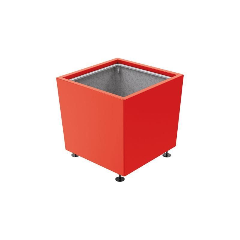 Pflanzkübel, 2 mm Stahlblech fvz, innen Blech feuerverzinkt mit Verladungsgriffen, verstellbare Füße, 760 x 785 x 785 mm (HxBxT), enzianblau