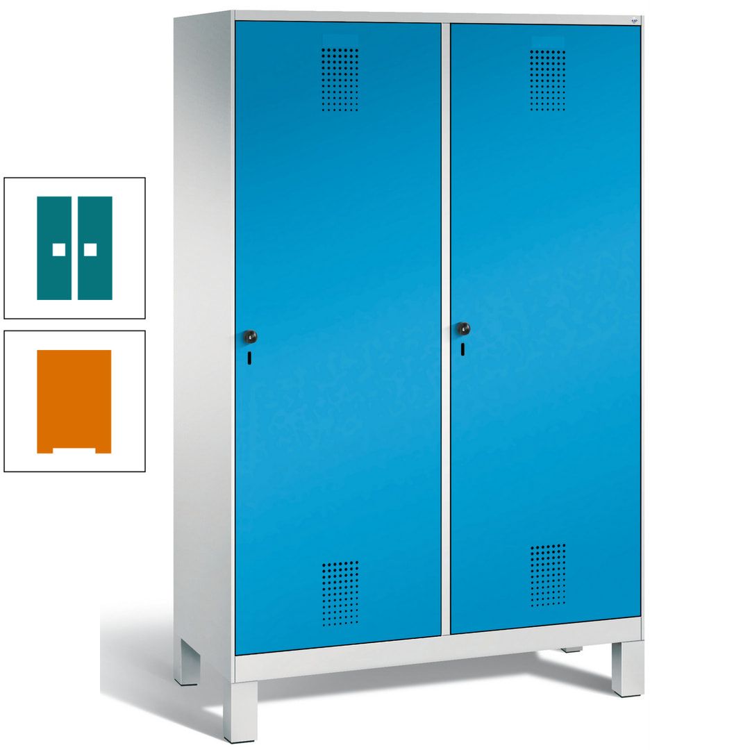Doppel-Spind, Garderobenschrank, 2 Türen für 4 Abteile a 300 mm, Korpus anthrazitgrau, Türen anthrazitgrau, 1.850 x 1.200 x 500 mm (HxBxT)