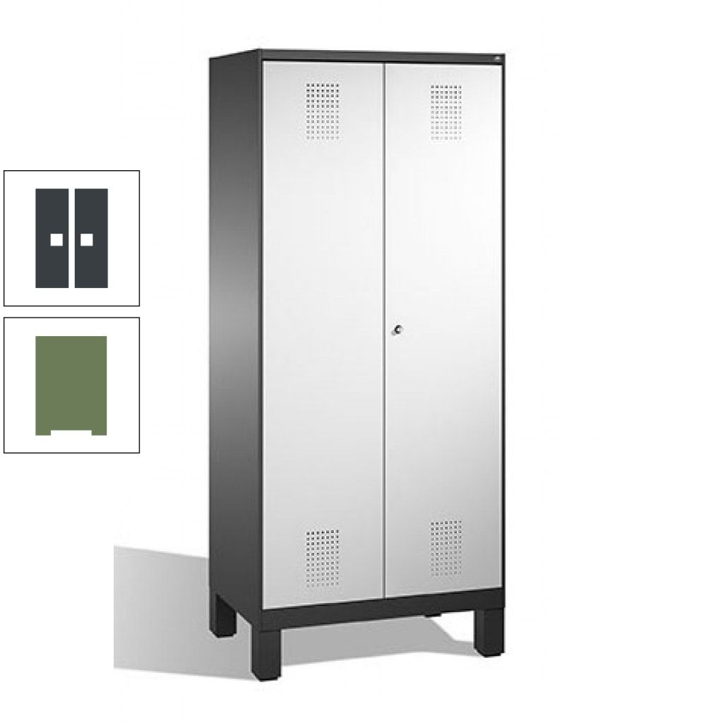 Mehrzweckschrank, Doppeltüren, auf Füßen, 2 Abteile a 400 mm, Korpus anthrazitgrau, Tür anthrazitgrau, 1.850 x 800 x 500 mm (HxBxT)