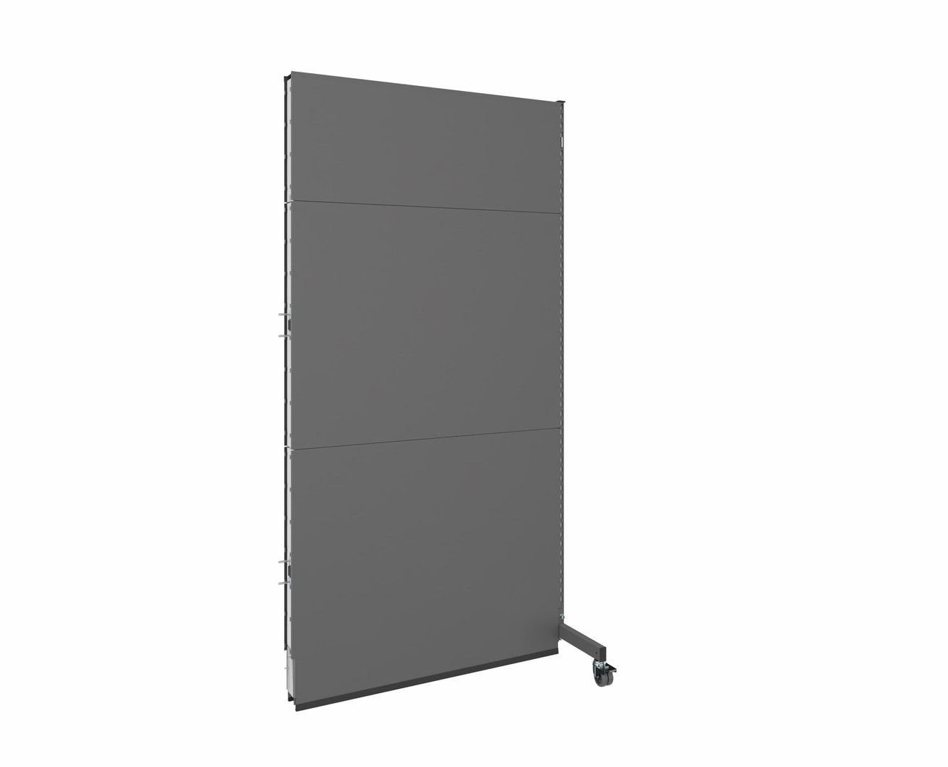 OTTOKIND Mobile Akustikwand, Anbaufeld, 2.000 x 1.265 x 740 mm (HxBxT), Front Glattblech, Rückseite Lochblech, Rollen, Brandschutzklasse B1, Staubgrau