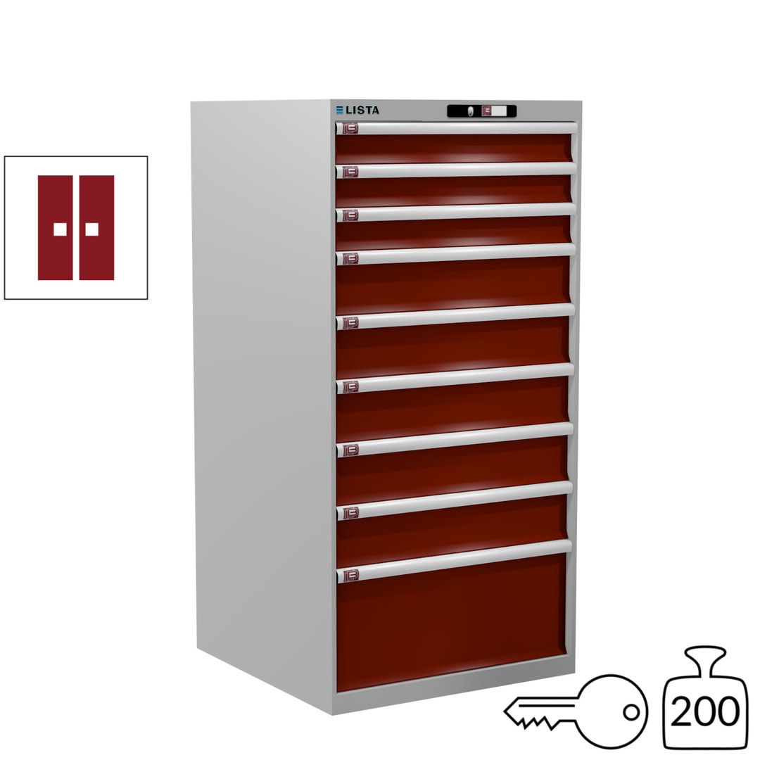 Lista Schubladenschrank - 13.106.010 - 1.450x717x725 mm (HxBxT) - 9 Schubladen - 200 kg - Key Lock - lichtblau (RAL 5012)