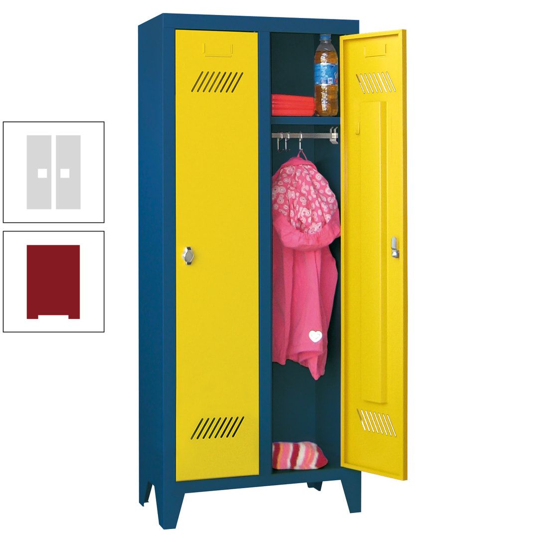 Spindschrank f. Kindergärten - mit Füßen - Höhe 1.300 mm - 2 Abteile a 250 mm - Zylinderschloss - anthrazitgrau