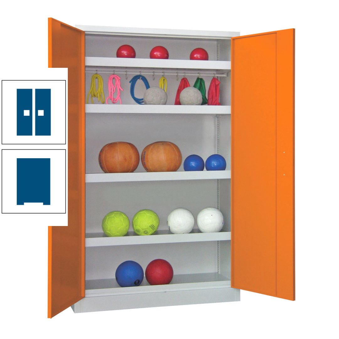 Ballschrank - Vollblechtüren - 4 Böden - 1 Hakenleiste - 1.950x1.200x500 mm (HxBxT) - anthrazitgrau