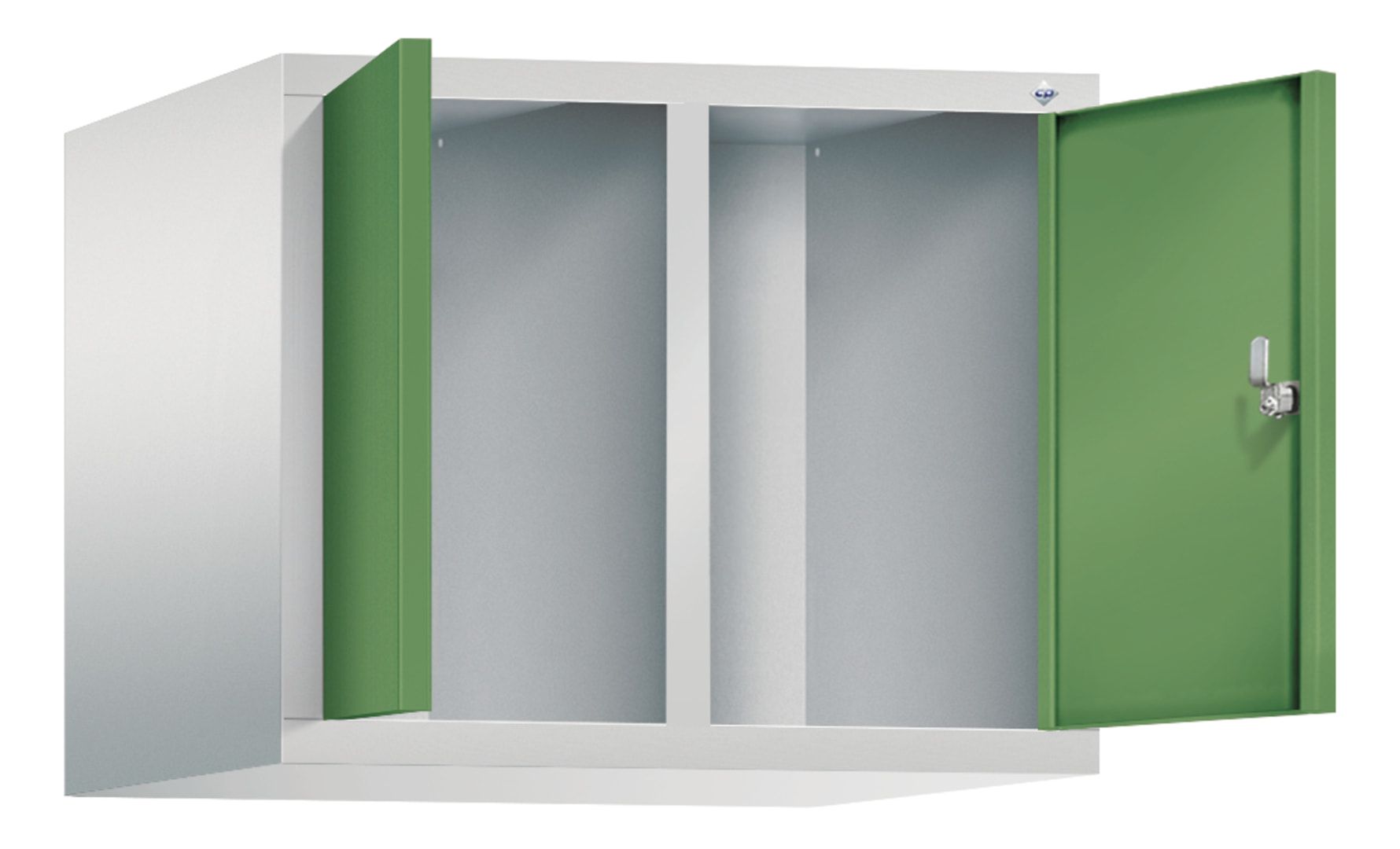 Aufsatzschrank für Spinde und Schließfachschränke, Doppeltüren, 2 Abteile, Korpus anthrazitgrau, Türfarbe anthrazitgrau, 500 x 610 x 500 mm (HxBxT)