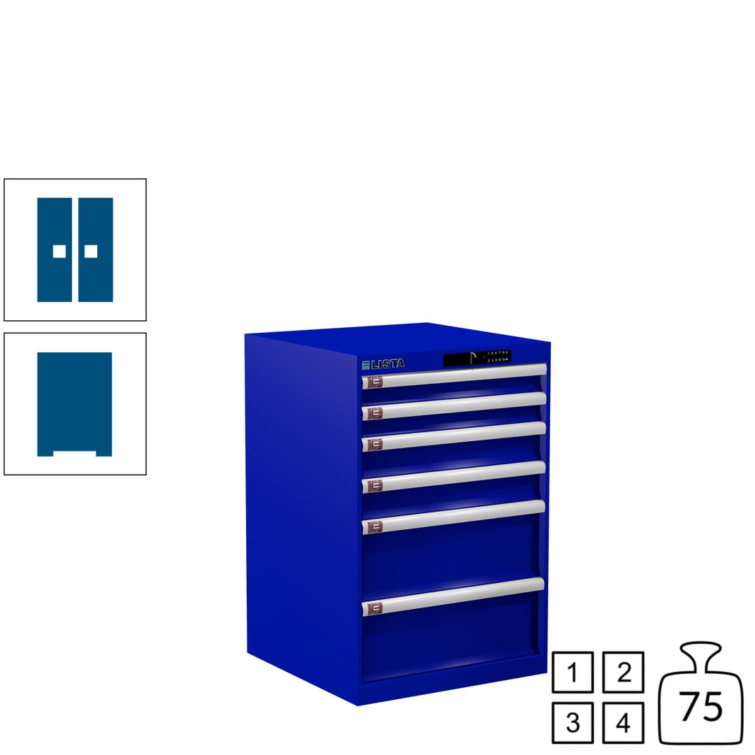 Lista Schubladenschrank - 14.258.010 - 850x564x572 mm (HxBxT) - 6 Schubladen - 75 kg - Key Lock - lichtblau (RAL 5012)