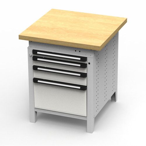 OTTOKIND Werkbank - Arbeitsplatte bündig - 850 x 605 x 750 mm (HxBxT) - 4 Schubladen - 60:1 / 90:1 / 120:1 / 300:1 - lichtgrau / anthrazitgrau
