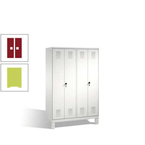 Doppel-Spind, Doppeltüren, Garderobenschrank mit Füßen, 4 Abteile a 300 mm, Korpus anthrazitgrau, Tür anthrazitgrau, 1.850 x 1.200 x 500 mm (HxBxT)