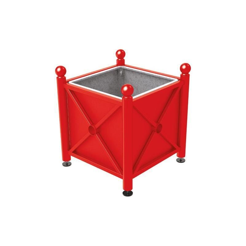 Pflanzbehälter, Stahlblech feuerverzinkt, verstellbare Füße, Innenfach feuerverzinkt, Kopf Agora, 750 x 800 x 800 mm (HxBxT), enzianblau