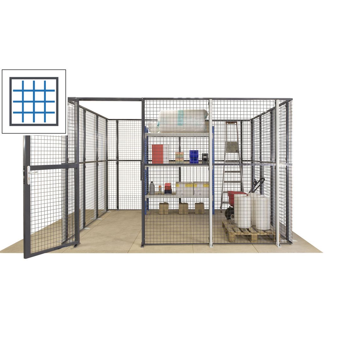 Maschinen Schutzgitter - Hallentrennwand - Sicherheitszaun - Tür - 72 m - 2.200 x 21.400 x 15.400 mm (HxBxT) - enzianblau