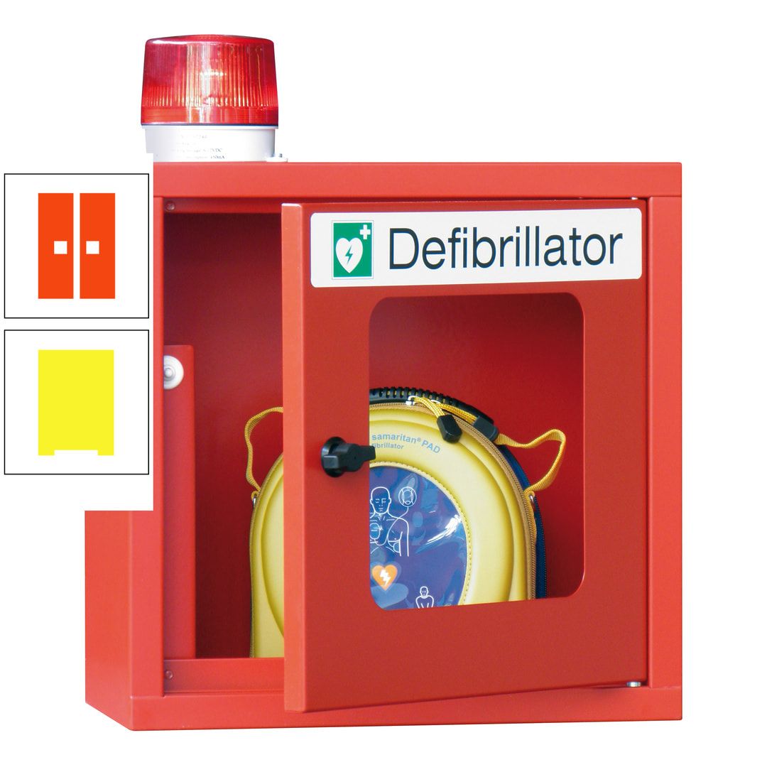 Defibrillatorenschrank mit akustischem und optischem Alarm - 490 x 400 x 200 mm (HxBxT) - Sichtfenster - anthrazitgrau