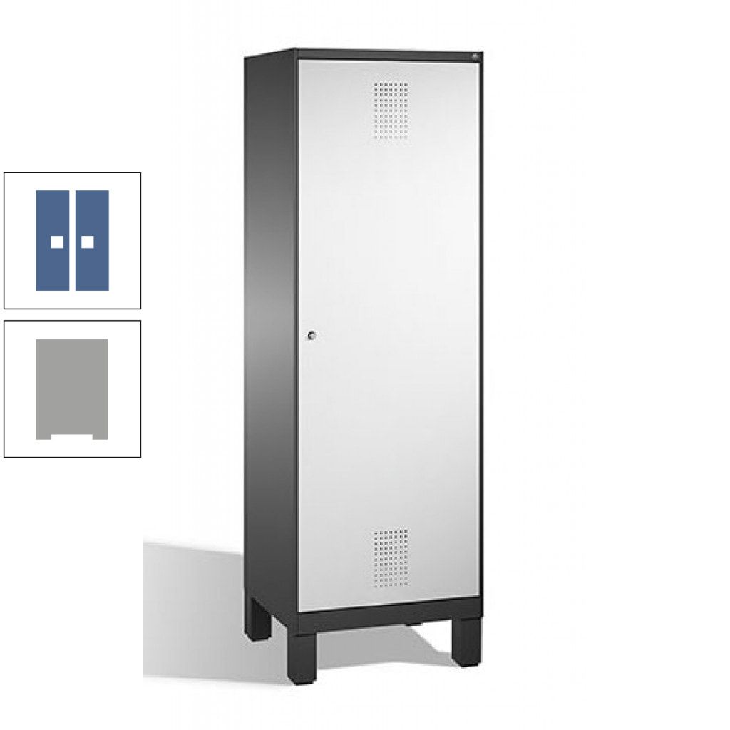 Doppel-Spind, Garderobenschrank, 1 Tür für 2 Abteile a 300 mm, Korpus anthrazitgrau, Türen anthrazitgrau, 1.850 x 600 x 500 mm (HxBxT)