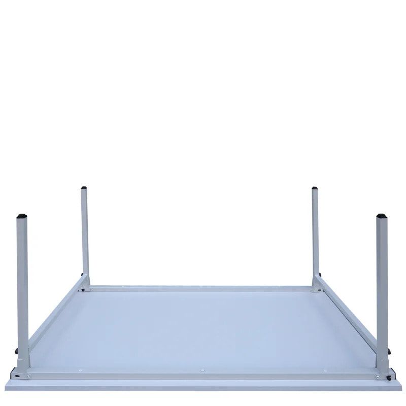 Klapptisch mit 4-Fuß, 750 x 1.200 x 600 mm (HxBxT), Gestell und Platte lichtgrau, melaminbeschichtet, Nivelliergleiter, Sicherheitsarretierung