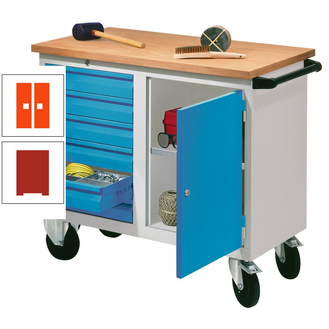 Mobile Werkbank - Werkstattwagen - 915 x 1.090 x 600 mm - 6 Schubladen und Schrankfach - anthrazitgrau