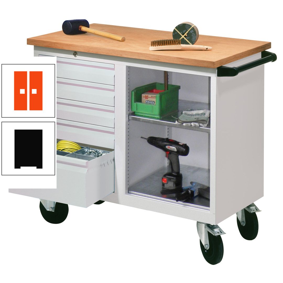 Mobile Werkbank - Werkstattwagen - 915 x 1.090 x 600 mm - 5 Schubladen und Ablagefach - anthrazitgrau