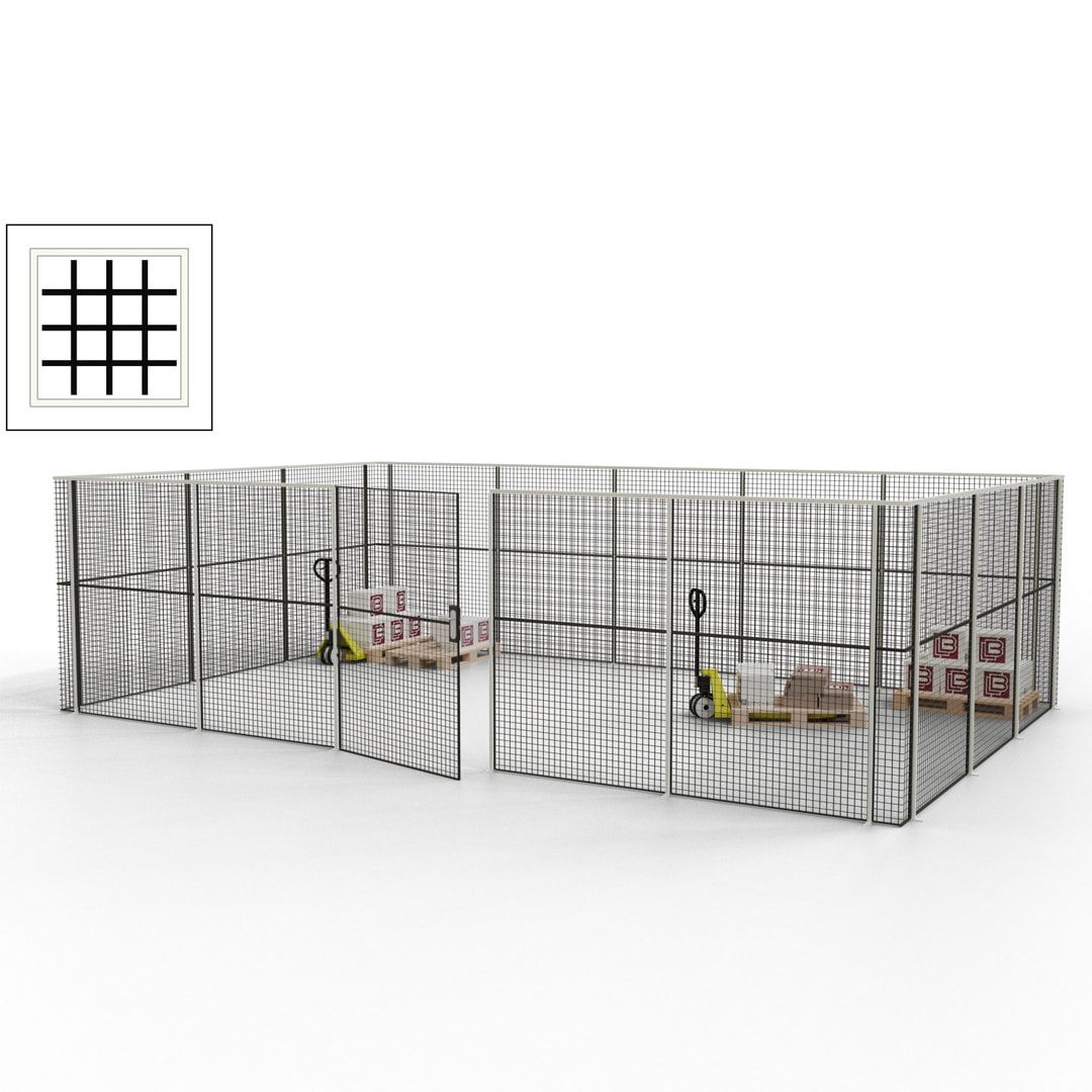 Maschinen Schutzgitter - Hallentrennwand - Sicherheitszaun - Tür - 22 m - 2.200 x 7.900 x 4.900 mm (HxBxT) - enzianblau