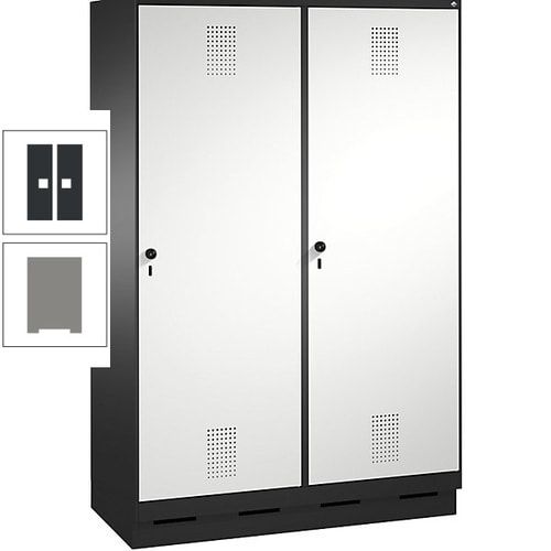 Doppel-Spind, Garderobenschrank, 2 Türen für 4 Abteile a 300 mm, Korpus anthrazitgrau, Türen anthrazitgrau, 1.800 x 1.200 x 500 mm (HxBxT)