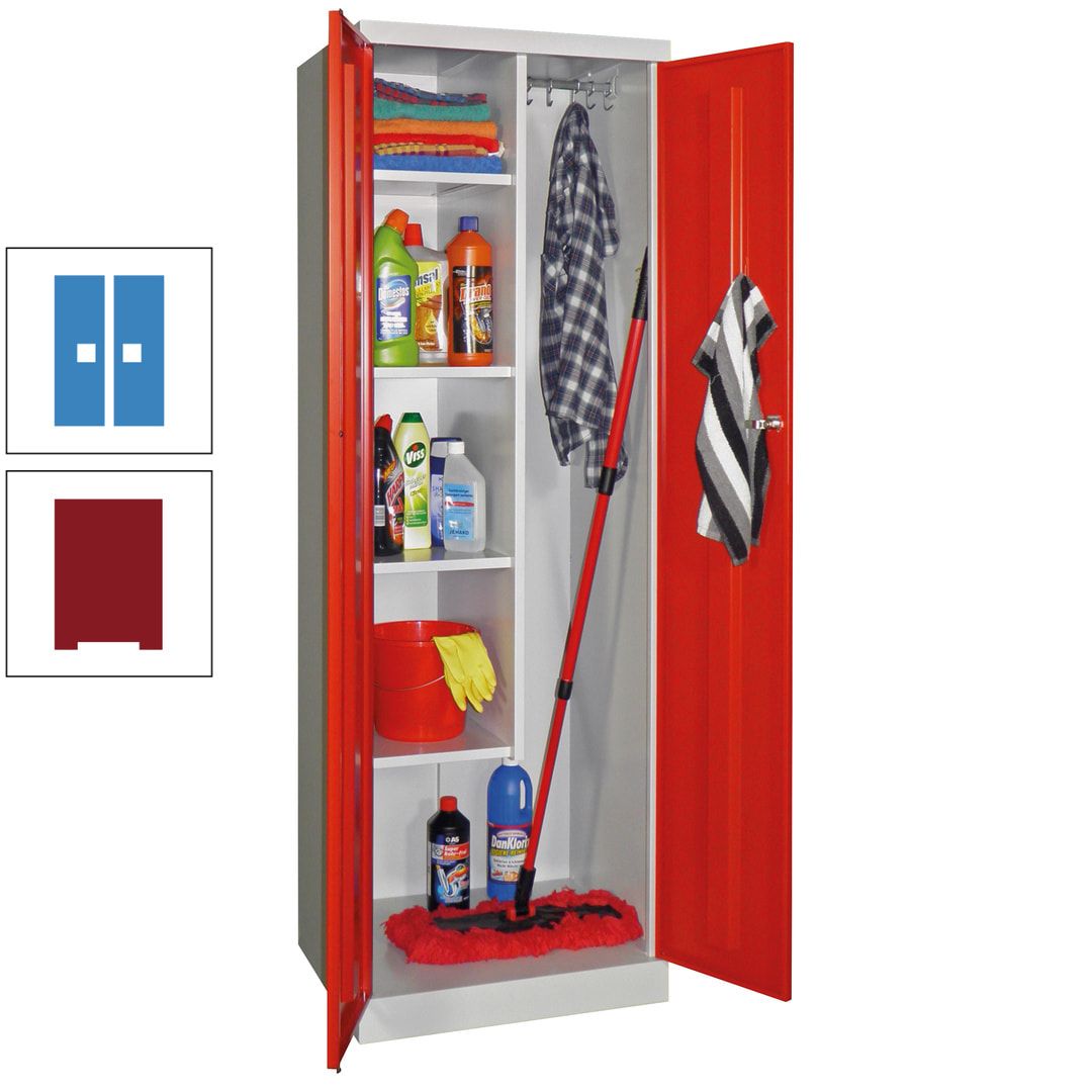 Putzschrank mit Sockel - 1 Abteil mit Trennwand - 1.800x600x500 mm (HxBxT) - Zylinderschloss - anthrazitgrau