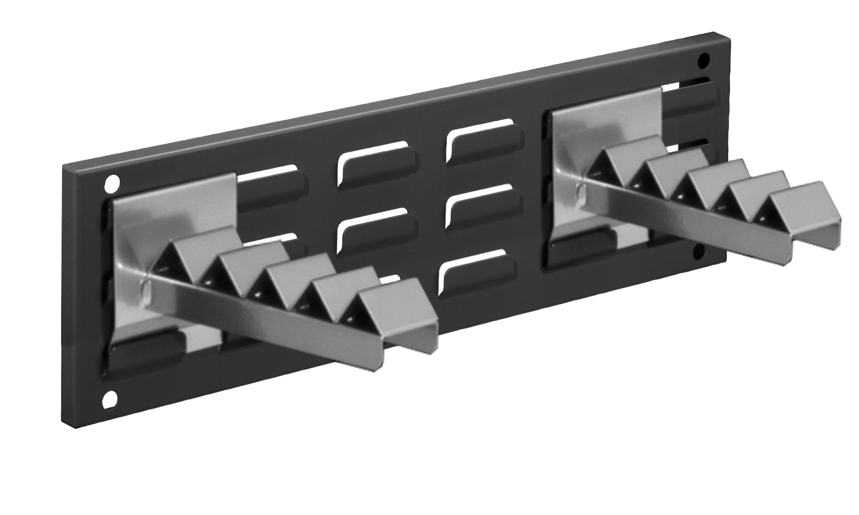 itWandschiene, Schlitzplatte m. 2 Werkzeughaltern, Universalhalter, Schlitzwand, Schlitztafel, Werkzeugwand, 140 x 460 mm, Anthrazitgrau (RAL 7016)