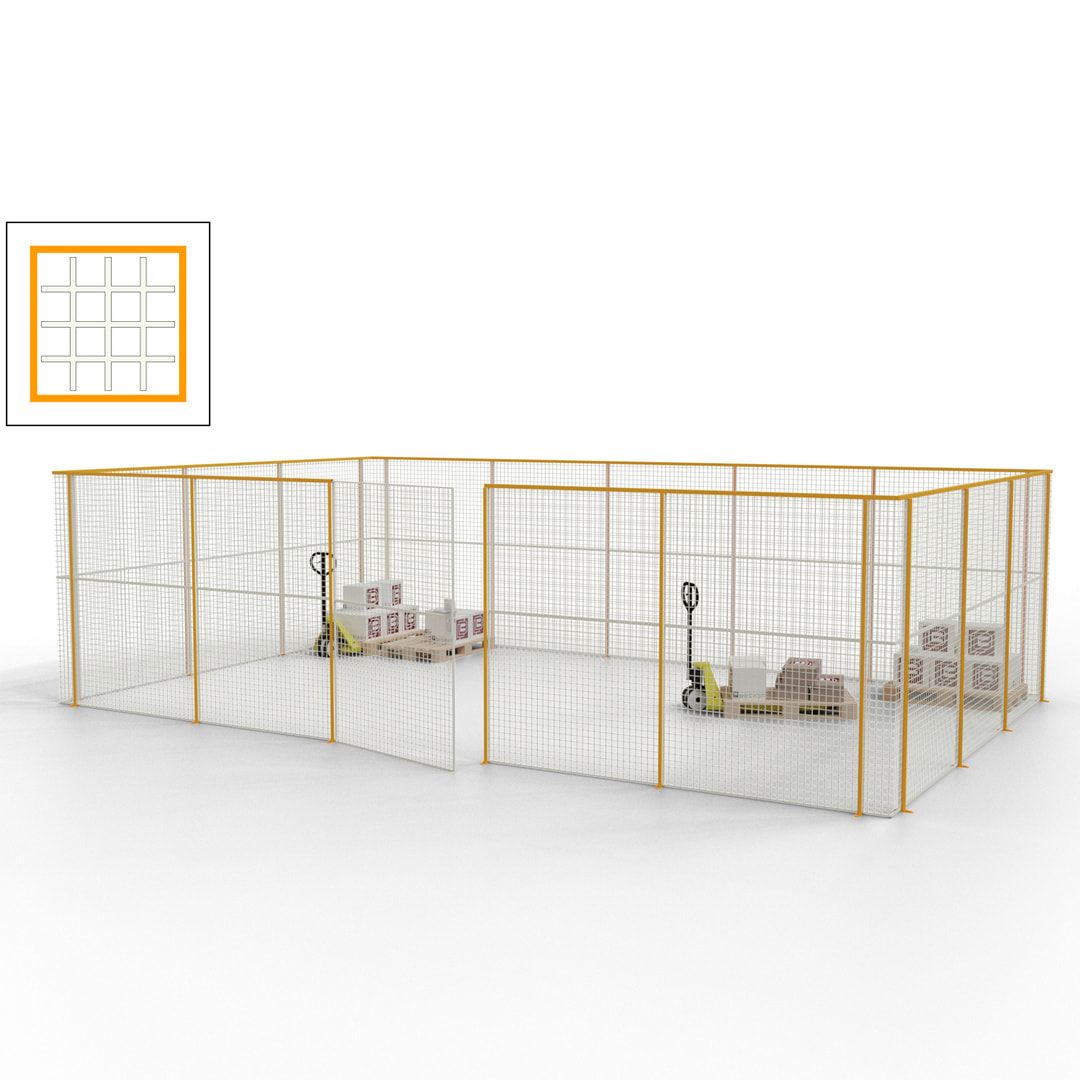 Maschinen Schutzgitter - Hallentrennwand - Sicherheitszaun - Tür - 22 m - 2.200 x 7.900 x 4.900 mm (HxBxT) - enzianblau