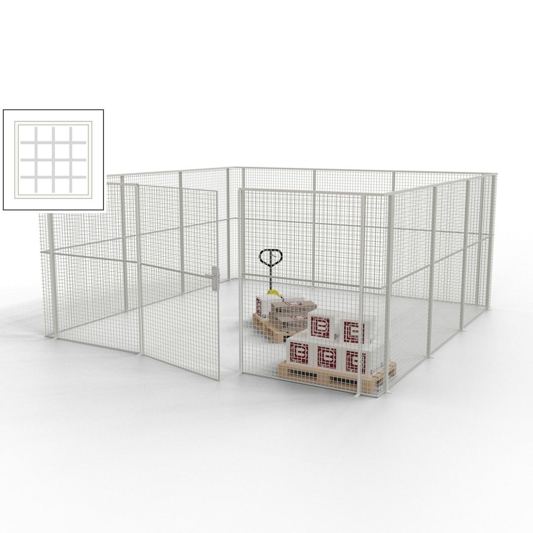 Maschinen Schutzgitter - Hallentrennwand - Sicherheitszaun - Tür - 18 m - 2.200 x 4.900 x 4.900 mm (HxBxT) - enzianblau