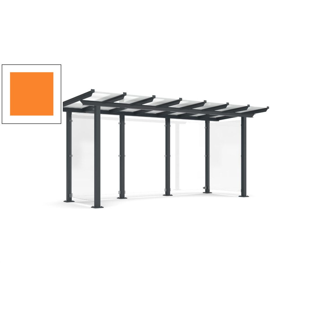 Unterstand mit Pultdach und Sicherheitsglas - feuerverzinkt und farbbeschichtet - 2.435 x 5.350 x 2.250 (HxBxT) - Farbe Achatgrau