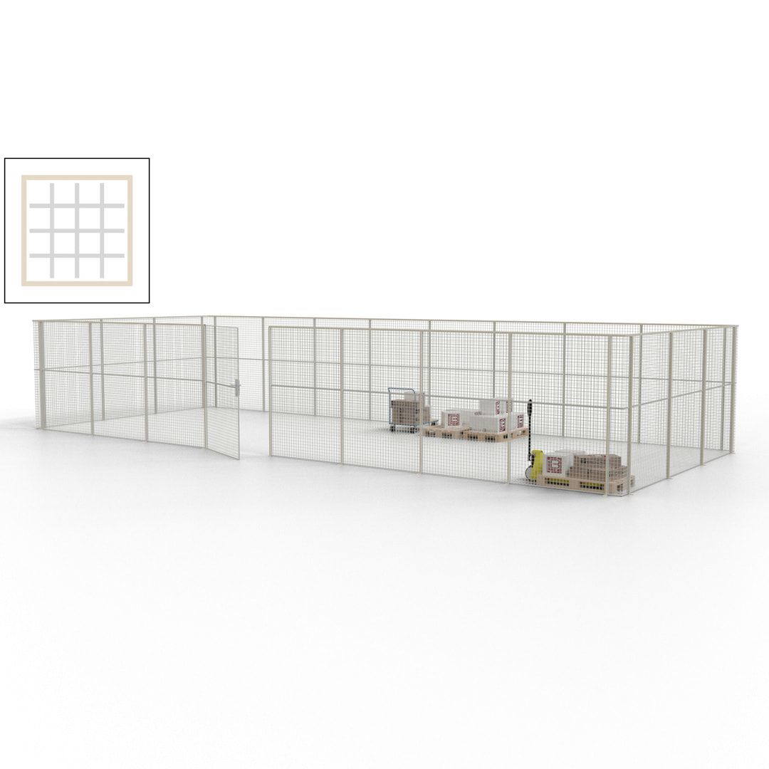 Maschinen Schutzgitter - Hallentrennwand - Sicherheitszaun - Tür - 33 m - 2.200 x 12.400 x 4.900 mm (HxBxT) - enzianblau