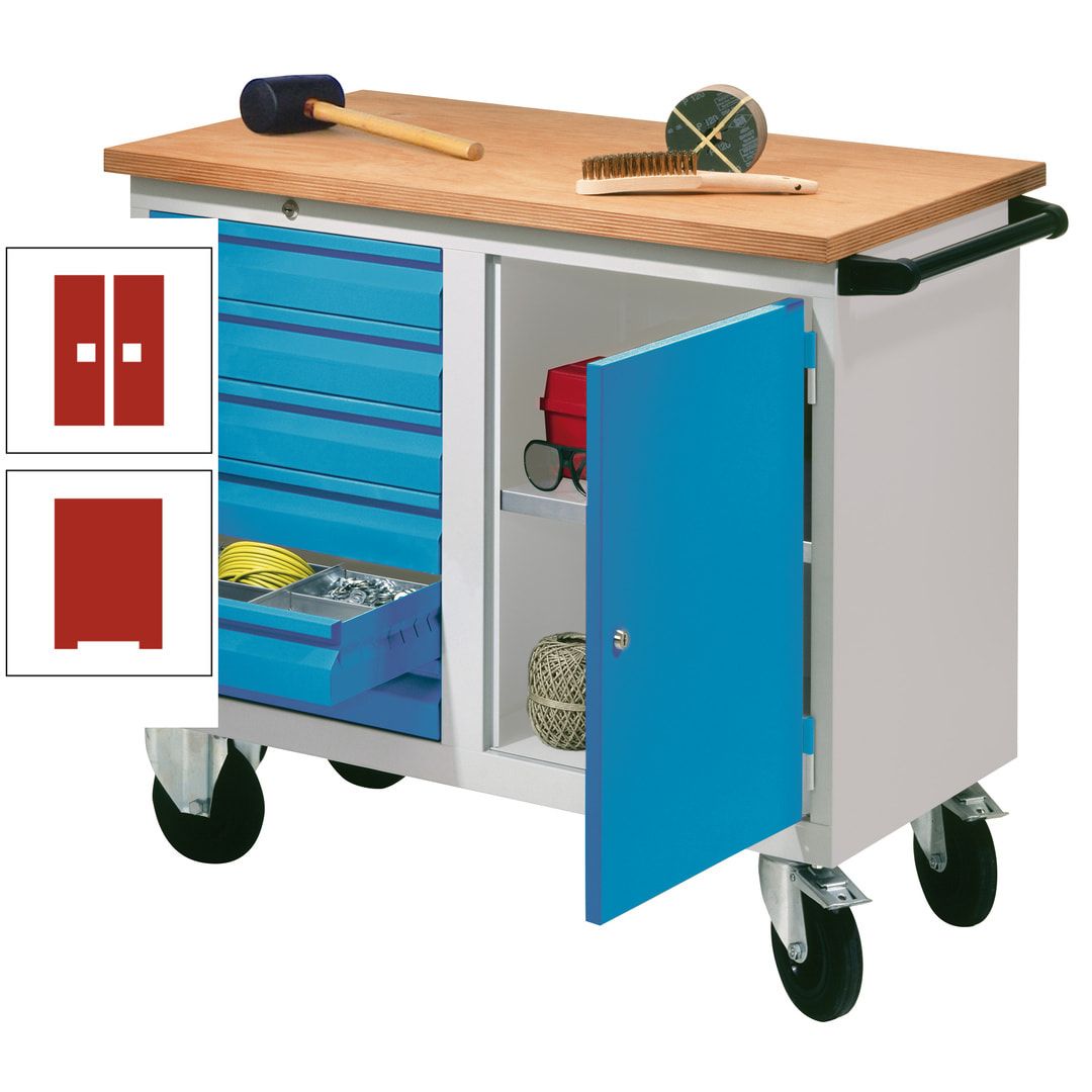 Mobile Werkbank - Werkstattwagen - 915 x 1.090 x 600 mm - 6 Schubladen und Schrankfach - anthrazitgrau