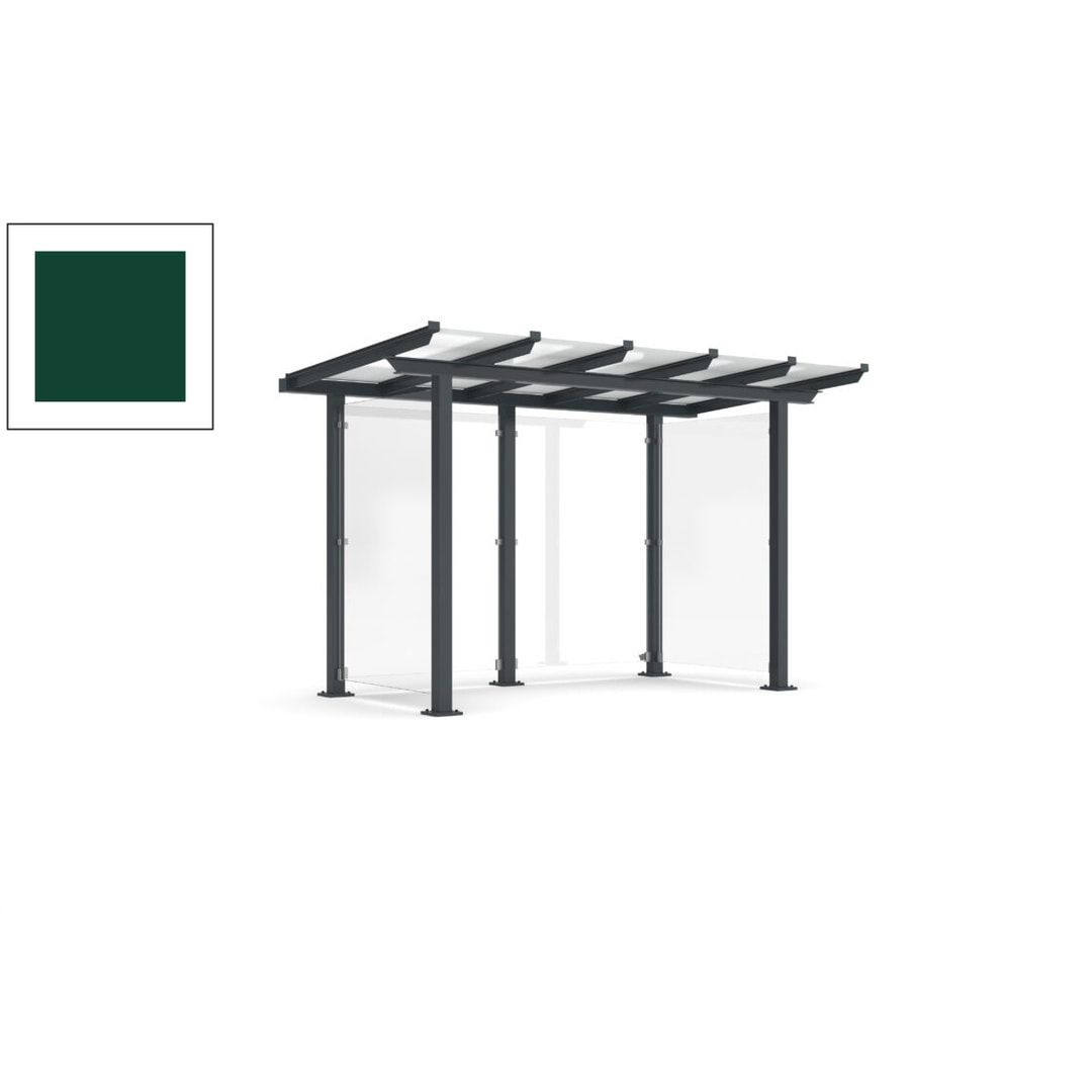 Unterstand mit Pultdach und Sicherheitsglas - feuerverzinkt und farbbeschichtet - 2.435 x 3.850 x 2.090 (HxBxT) - Farbe Achatgrau