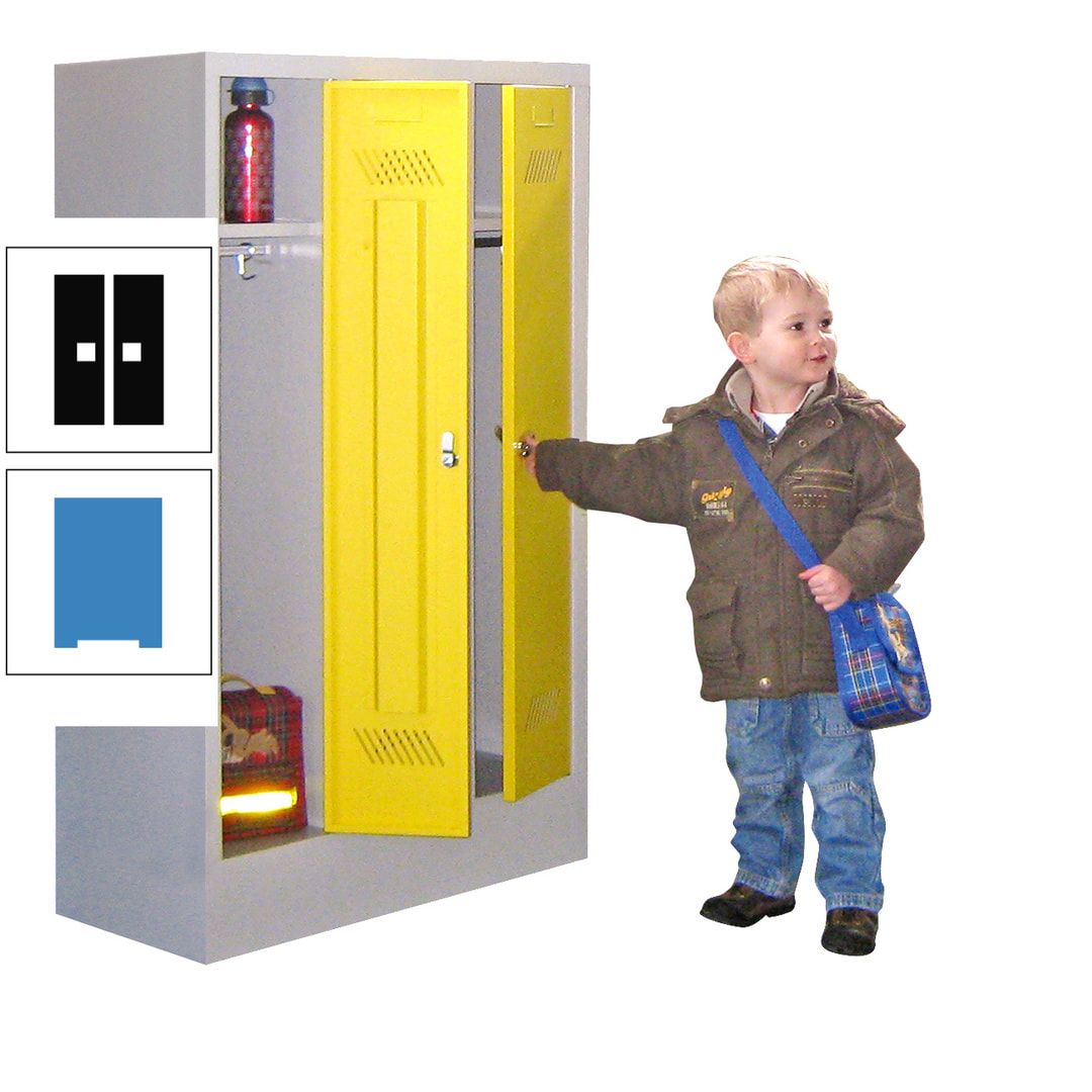 Spindschrank f. Kindergärten - mit Sockel - Höhe 1.300 mm - 2 Abteile a 250 mm - Drehriegel - anthrazitgrau