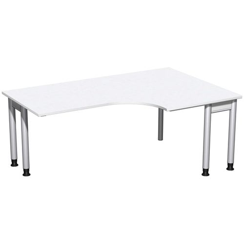 Eckschreibtisch, Eckteil 800 mm, rechts, Füße einseitig verkürzt, 4-Fuß Pro, höhenverstellbar, 680-800 x 1.600 x 1.200 mm (HxBxT), Dekor Ahorn