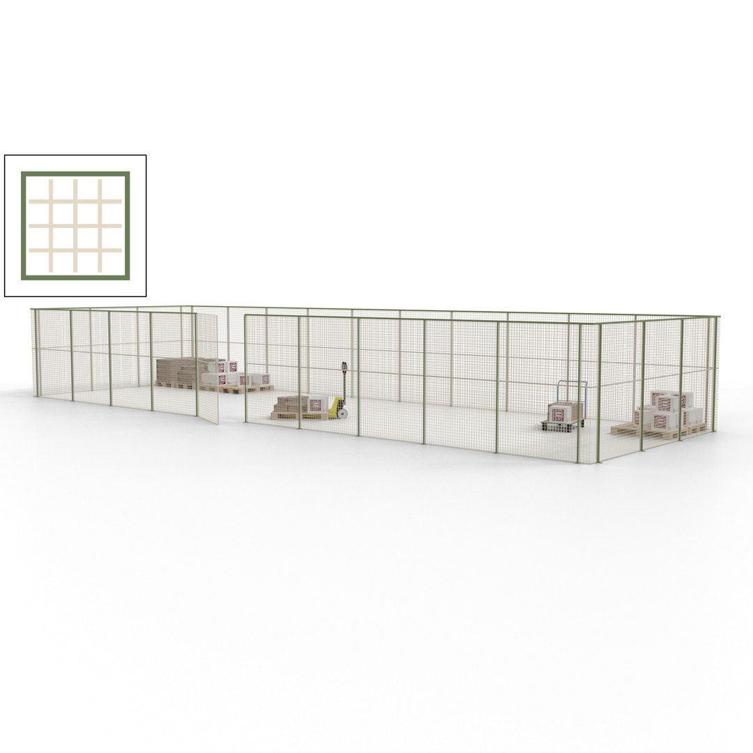Maschinen Schutzgitter - Hallentrennwand - Sicherheitszaun - Tür - 39 m - 2.200 x 15.400 x 4.900 mm (HxBxT) - enzianblau