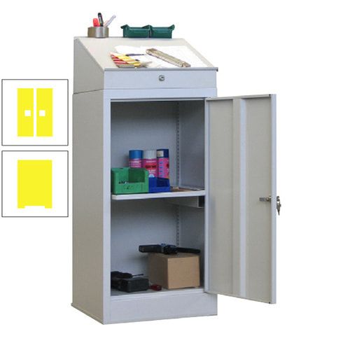 Stehpult mit Schrank - Vollblechtür - Zylinderschloss - 1 Ausziehboden - 1.270x500x500 mm (HxBxT) - anthrazitgrau