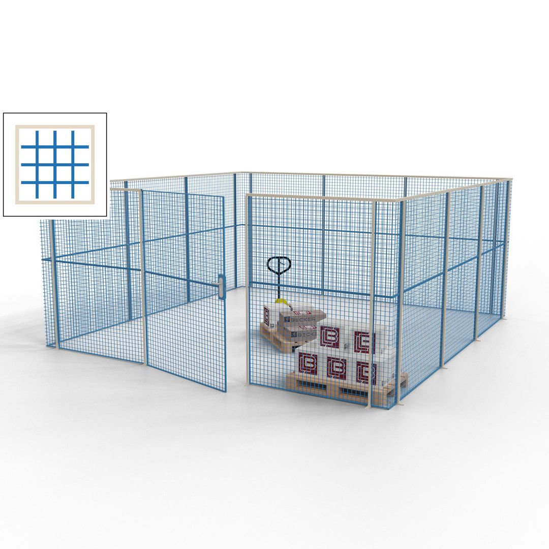 Maschinen Schutzgitter - Hallentrennwand - Sicherheitszaun - Tür - 18 m - 2.200 x 4.900 x 4.900 mm (HxBxT) - enzianblau