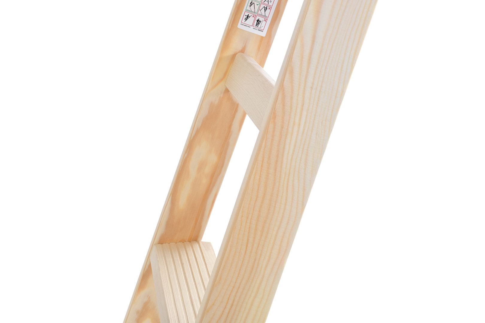 Holz-Stufenstehleiter, beidseitig begehbar, Textiltasche, Eimerhaken, Perlongurte, 1.240 x 473 mm (LxB), 2 x 4 Stufen, 8 kg, Stufentiefe 80 mm, Hymer