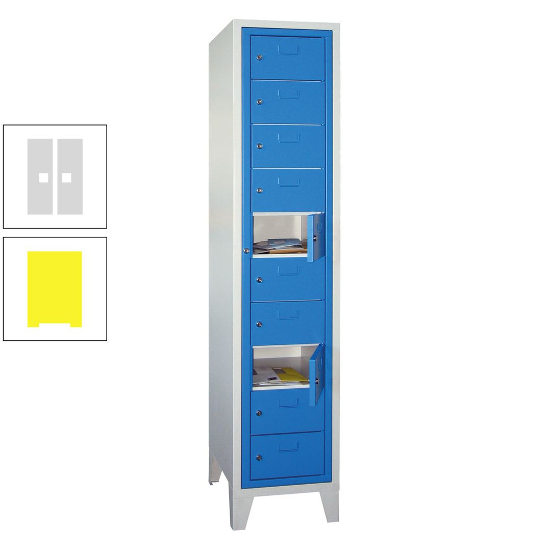 Schließfachschrank - Wäscheausgabeschrank - 10 Fächer a 315 mm - 1.850x400x500 mm (HxBxT) - Füße - Zylinderschloss - anthrazitgrau
