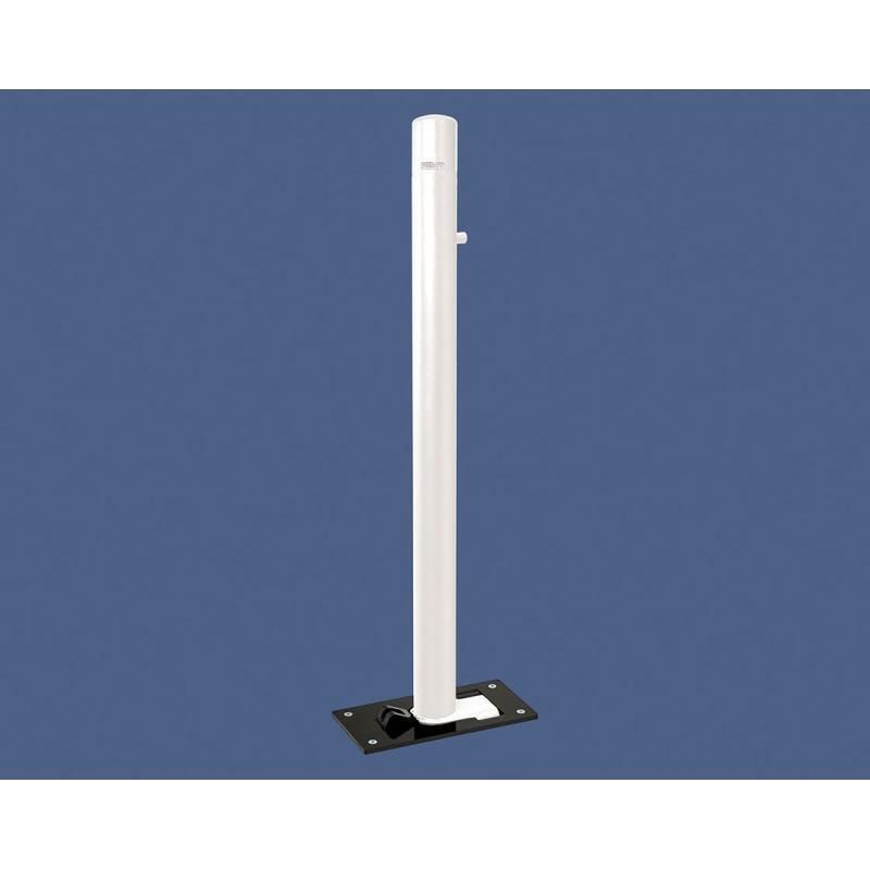 Klappbarer Pfosten mit Bogenkopf - 76 x 977 mm (DxH) - Überfahrhöhe 114 mm - Farbe enzianblau - Absperrpfosten
