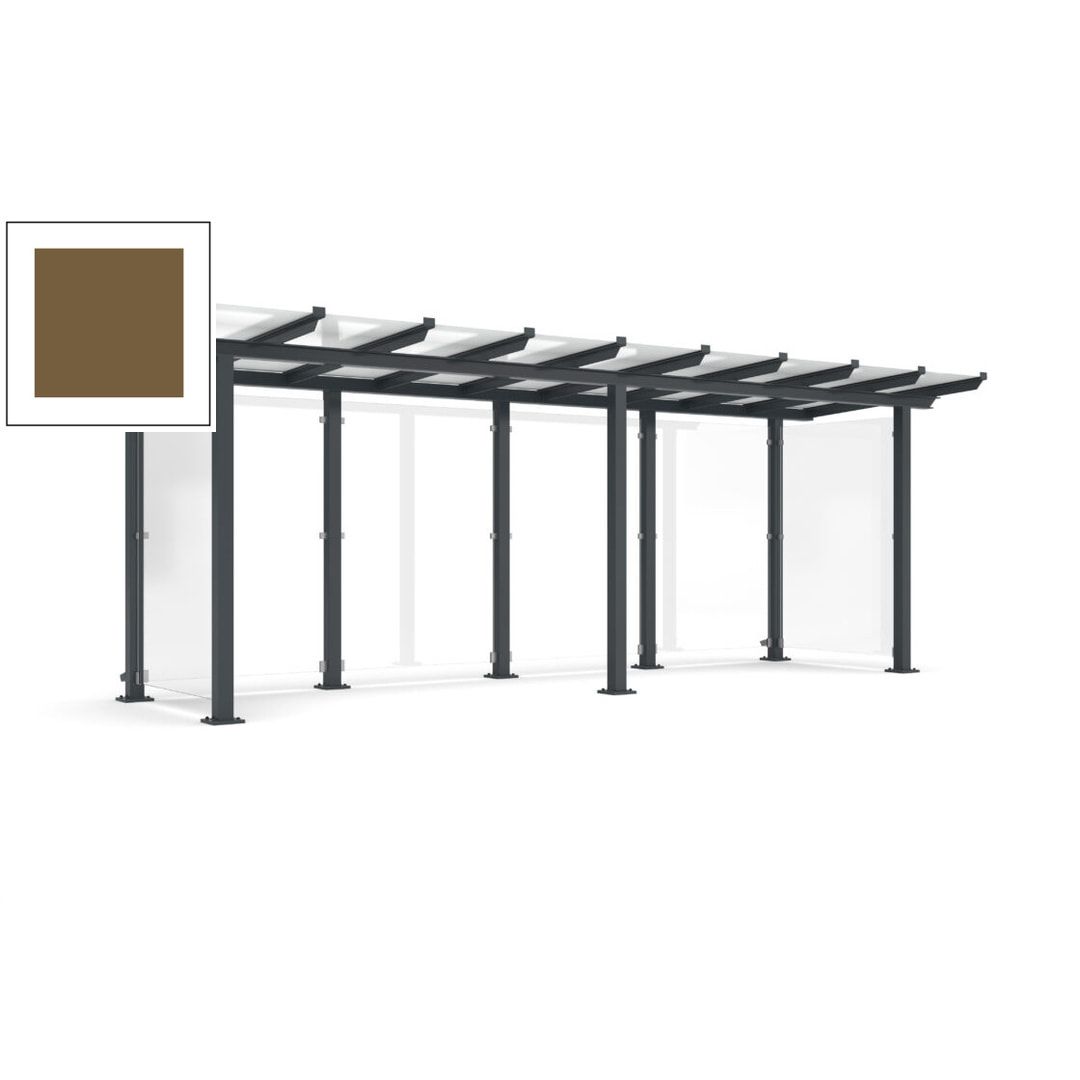 Unterstand mit Pultdach und Sicherheitsglas - feuerverzinkt und farbbeschichtet - 2.435 x 6.850 x 2.090 (HxBxT) - Farbe Achatgrau