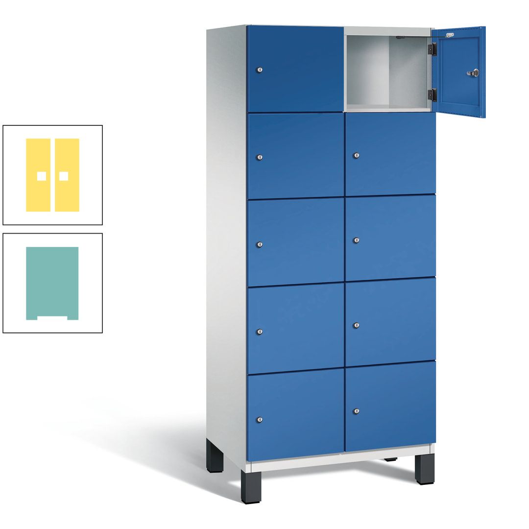 Fächerschrank, Stahlschrank, 10 Fächer, Türöffnungsbegrenzer, Füße, 1.980 x 800 x 525 mm (HxBxT), Korpus anthrazitgrau, Front anthrazitgrau