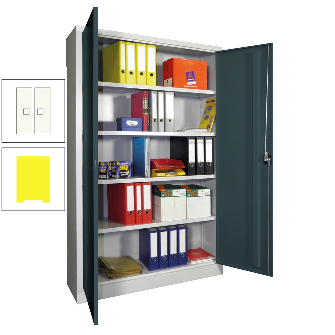 Aktenschrank - Vollblechtüren - 1.950x1.200x400 mm (HxBxT) - 4 Einlegeböden verzinkt - Zylinderschloss - anthrazitgrau